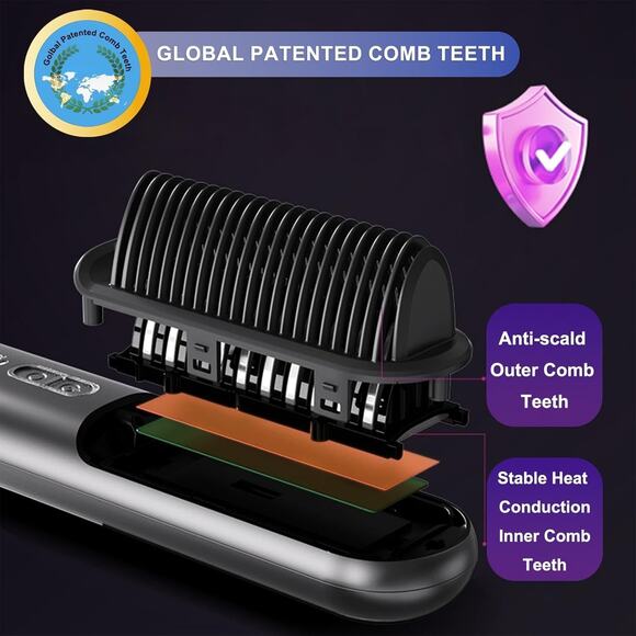 Cordless Hair Straightener Brush,Upgraded Portable Hair Straightener Brush for W - Picture 4 of 5